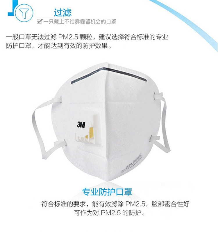 3MKN95防护口罩耳戴式呼吸阀防尘雾霾口罩9501V3包装每包3只