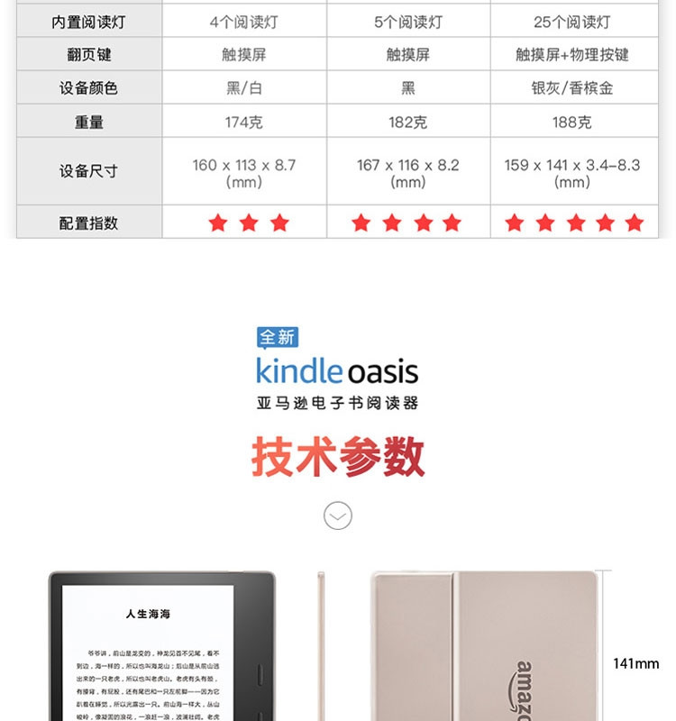 kindle oasis电子书阅读器 3代（至尊版）8G灰色