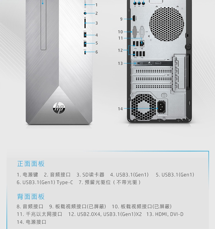 惠普（HP）光影精灵595-p055rcn台式机游戏电脑主机