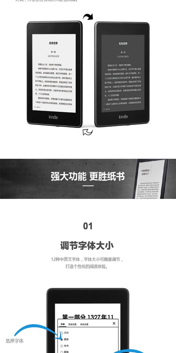 Kindle paperwhite4电子书阅读器第4代黑色 8G赠 3M 思高布(擦拭屏幕)