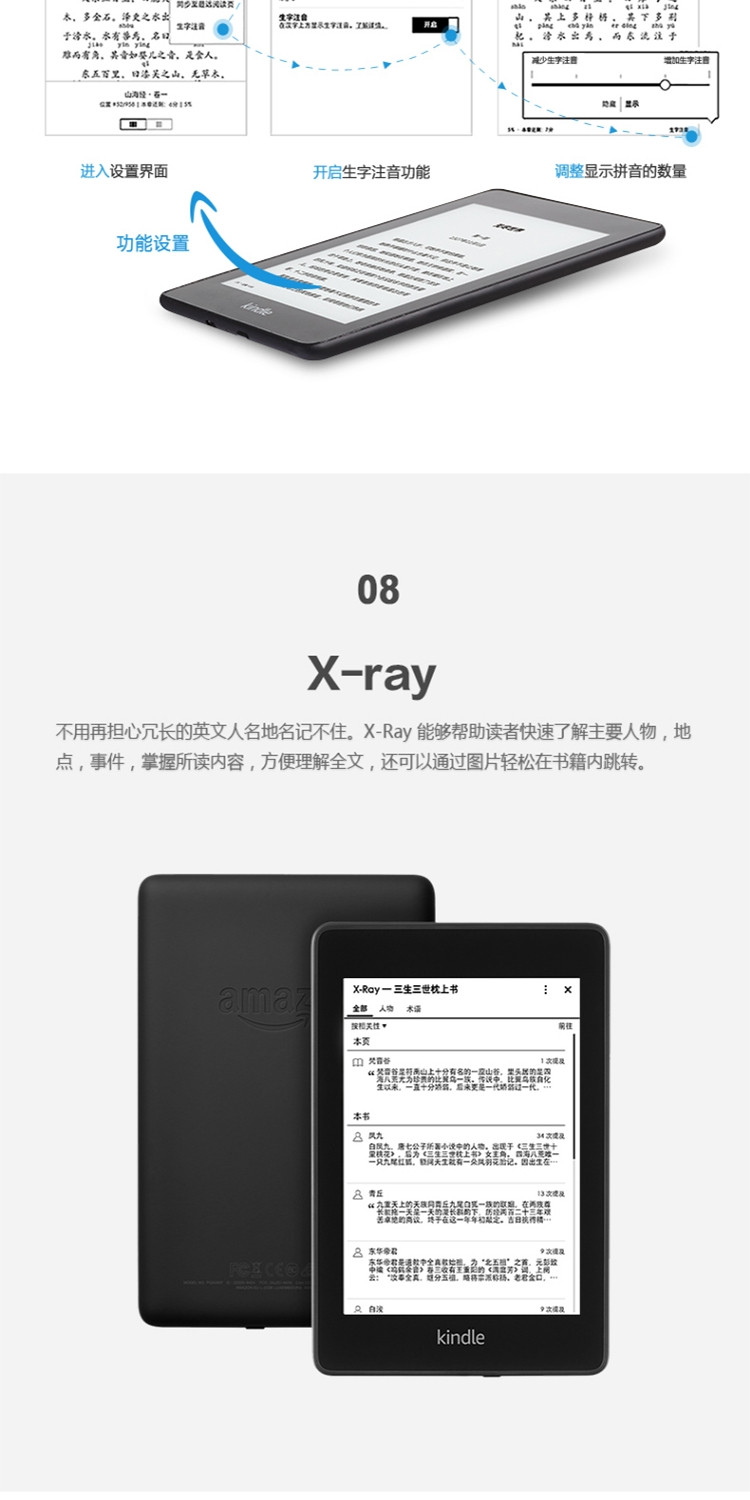 Kindle paperwhite4电子书阅读器第4代黑色 8G赠 3M 思高布(擦拭屏幕)