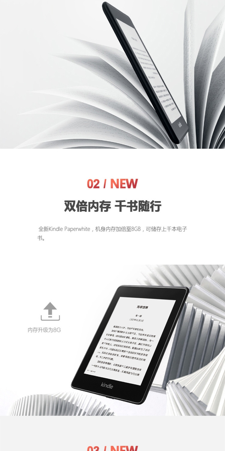 Kindle paperwhite电子书阅读器 墨水屏 经典版 第四代 32G 6英寸 wifi