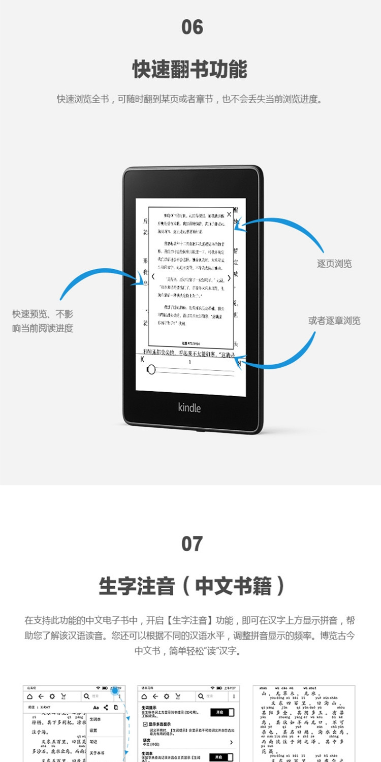 Kindle paperwhite电子书阅读器 墨水屏 经典版 第四代 32G 6英寸 wifi