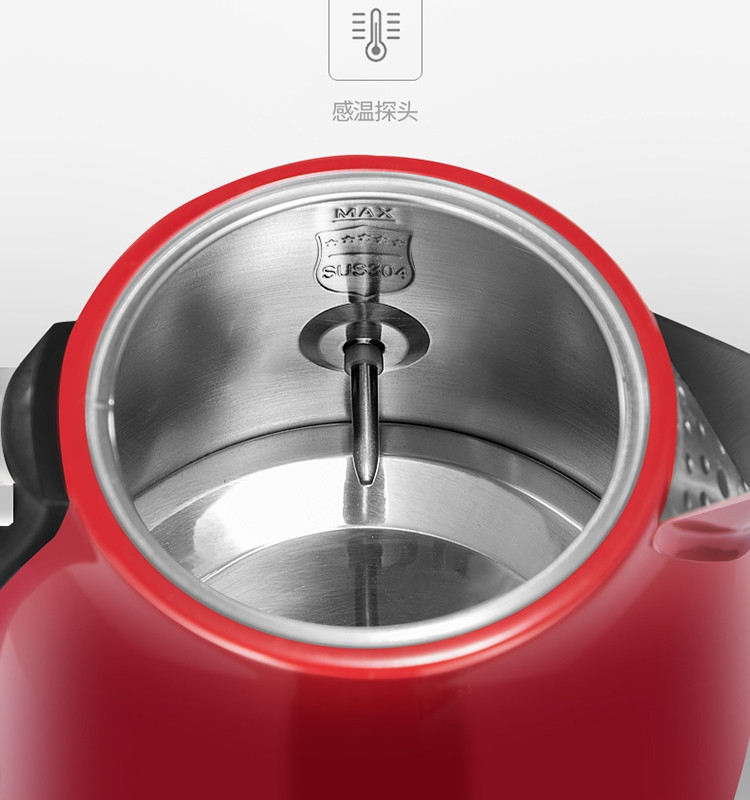 迈卡罗 电热水壶家用 复古电水壶带温度计烧水壶304不锈钢开水壶 MC-3076