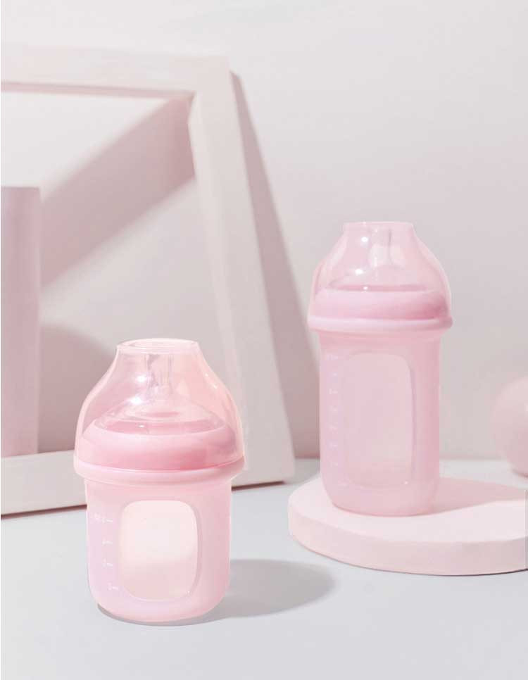 好孩子/gb 母乳实感超宽口径防胀气硅胶奶瓶120ML 粉蓝B80401