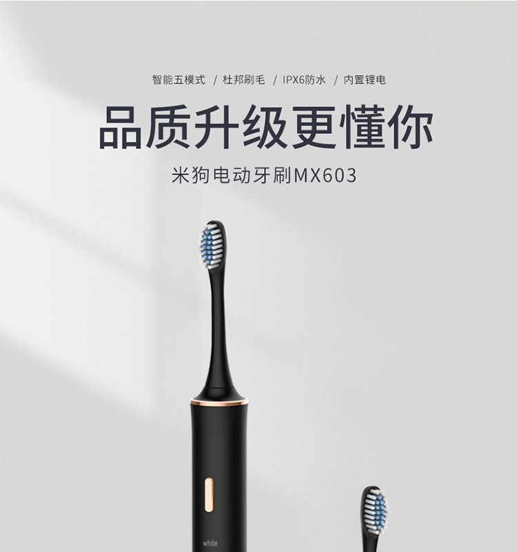 米狗 智能五模式电动牙刷 黑色 MX603