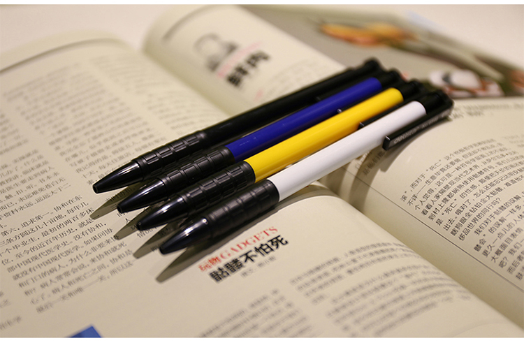 得力(deli)0.7mm按动圆珠笔中油笔18只 软胶握手原子笔