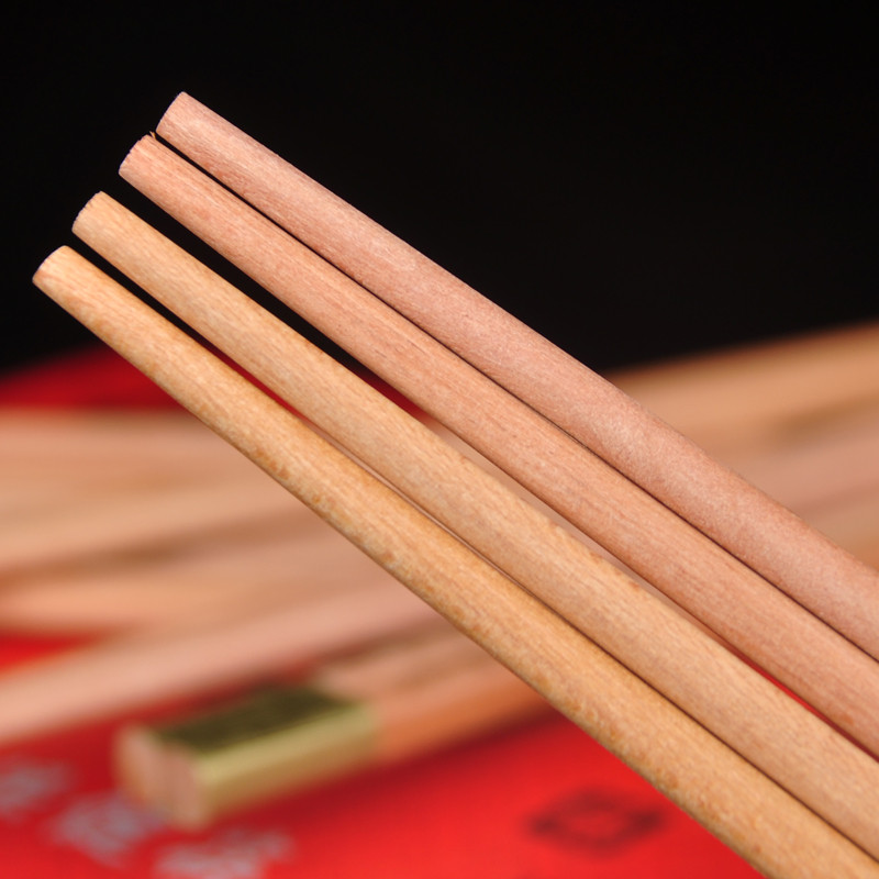 红豆，杉筷子10双装家用实木筷子不退色耐高温无油漆无蜡老材料