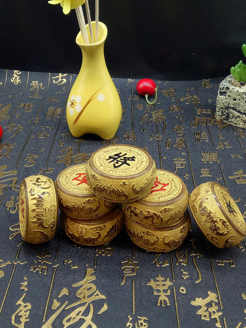 金丝楠木5.0象棋 中国象棋 小叶桢楠五福象棋配精美礼盒