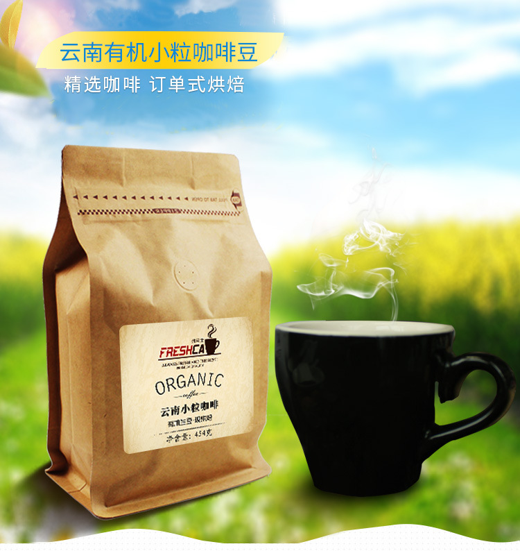 弗莱士云南有机咖啡豆醇厚下单烘焙可现磨黑咖啡粉 454g