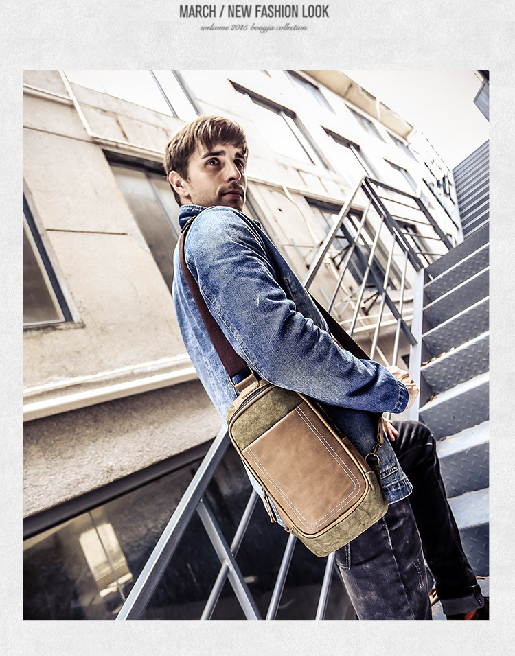 帆布包 男士帆布胸包韩版时尚复古斜跨包休闲单肩包
