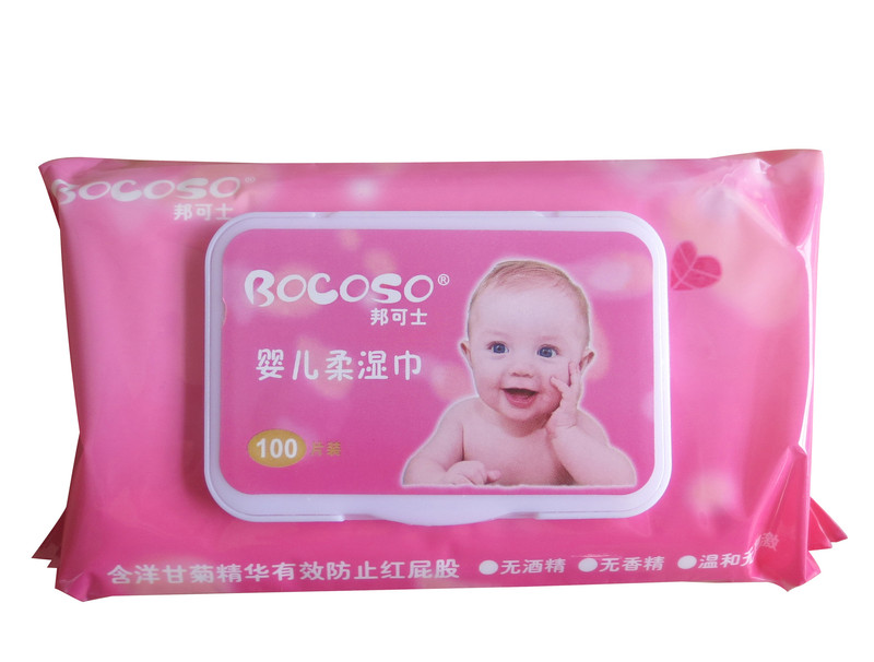 婴儿湿巾100抽带盖5包送1包共6包宝宝护肤湿纸巾防止红屁屁