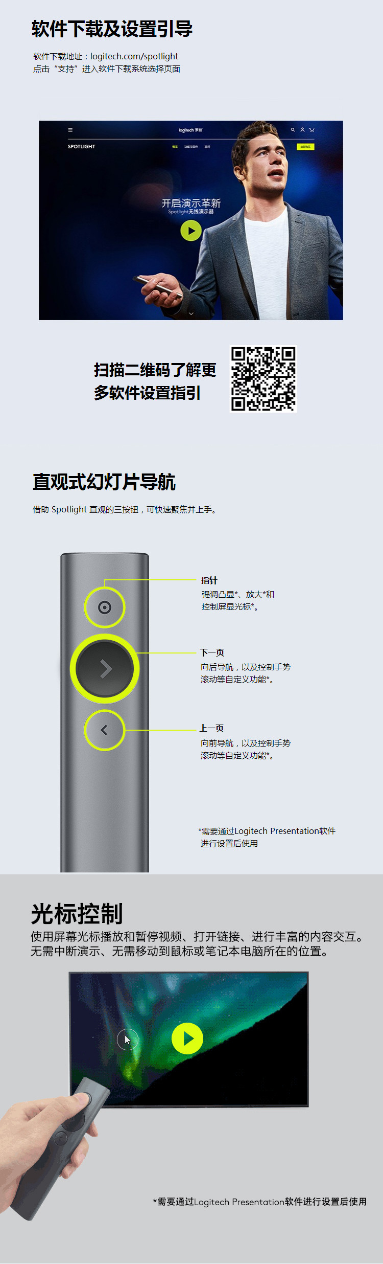 罗技 Spotlight无线演示器-灰色