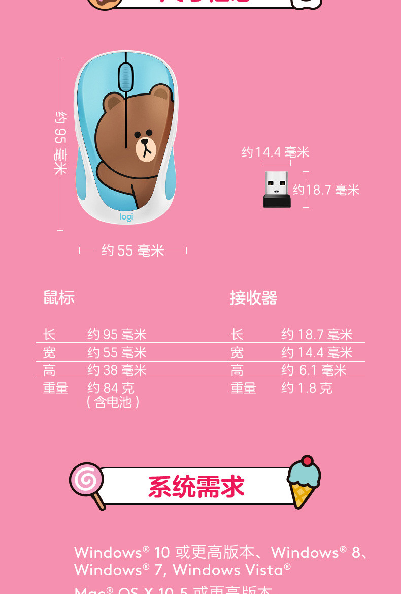 罗技 LINE FRIENDS®无线鼠标-CONY