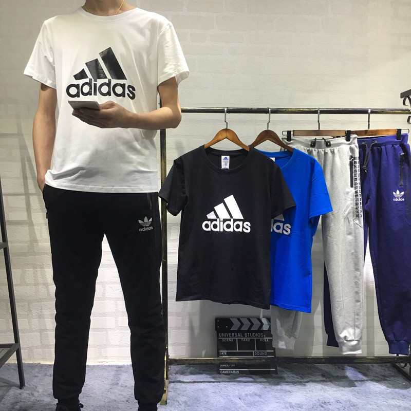 阿迪达斯/ADIDAS 情侣套装圆领短袖长裤两件套