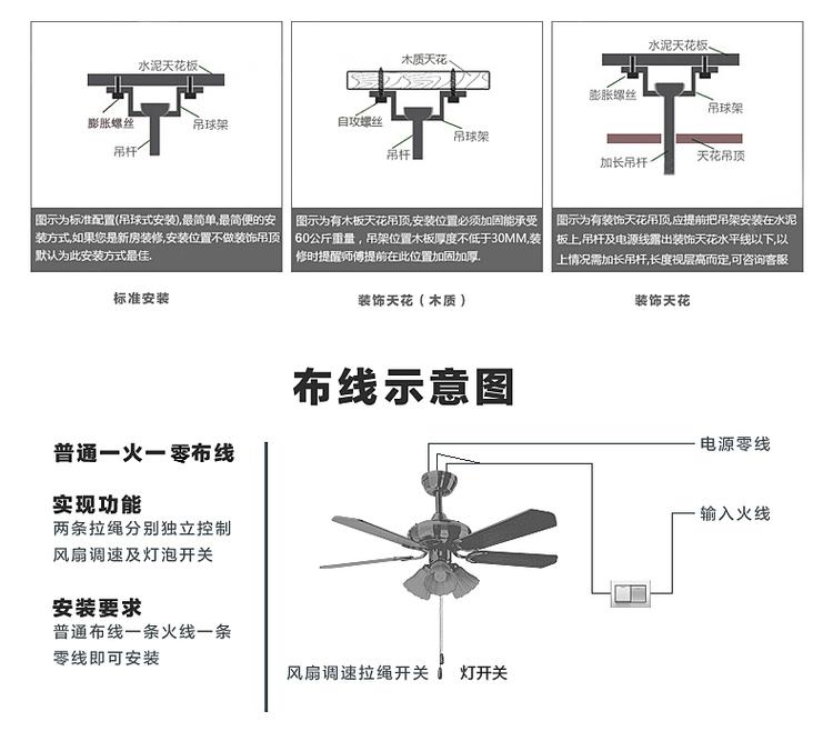  天骏 SF50-5Y3L-33欧式复古风扇灯 简约吊扇灯 42寸