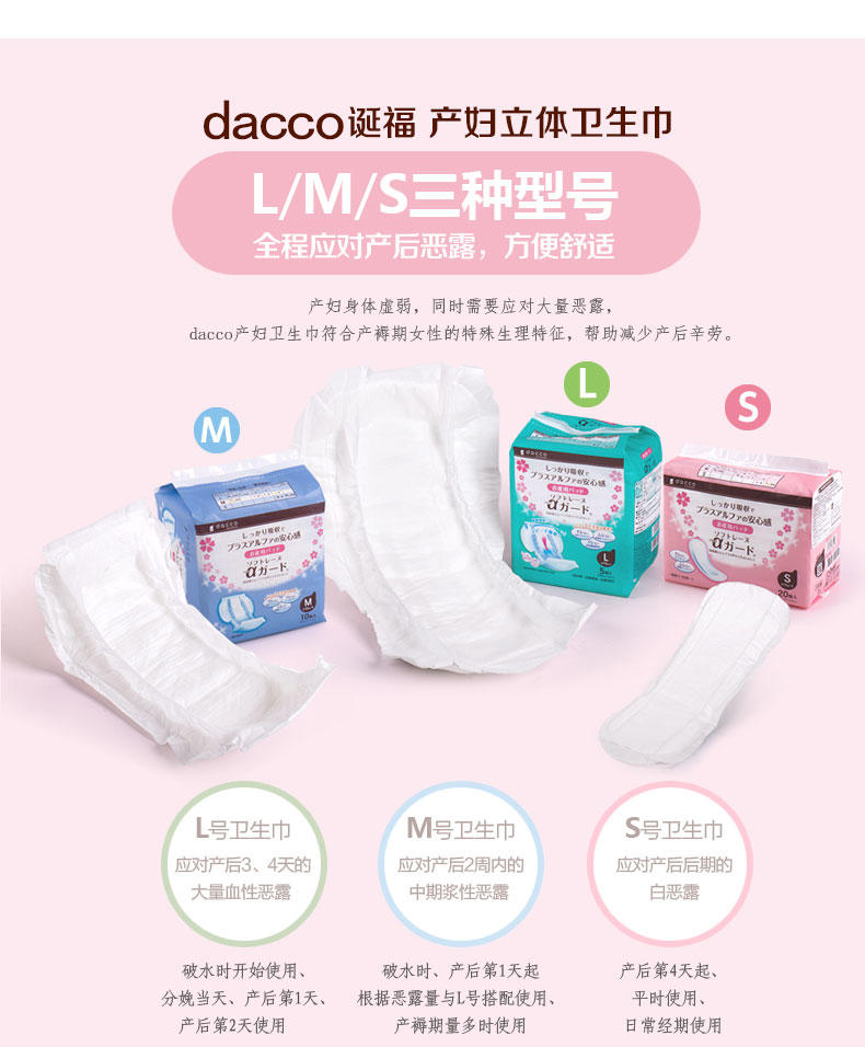 dacco诞福 三洋产妇卫生巾恶露产褥期妈咪用孕妇产褥用