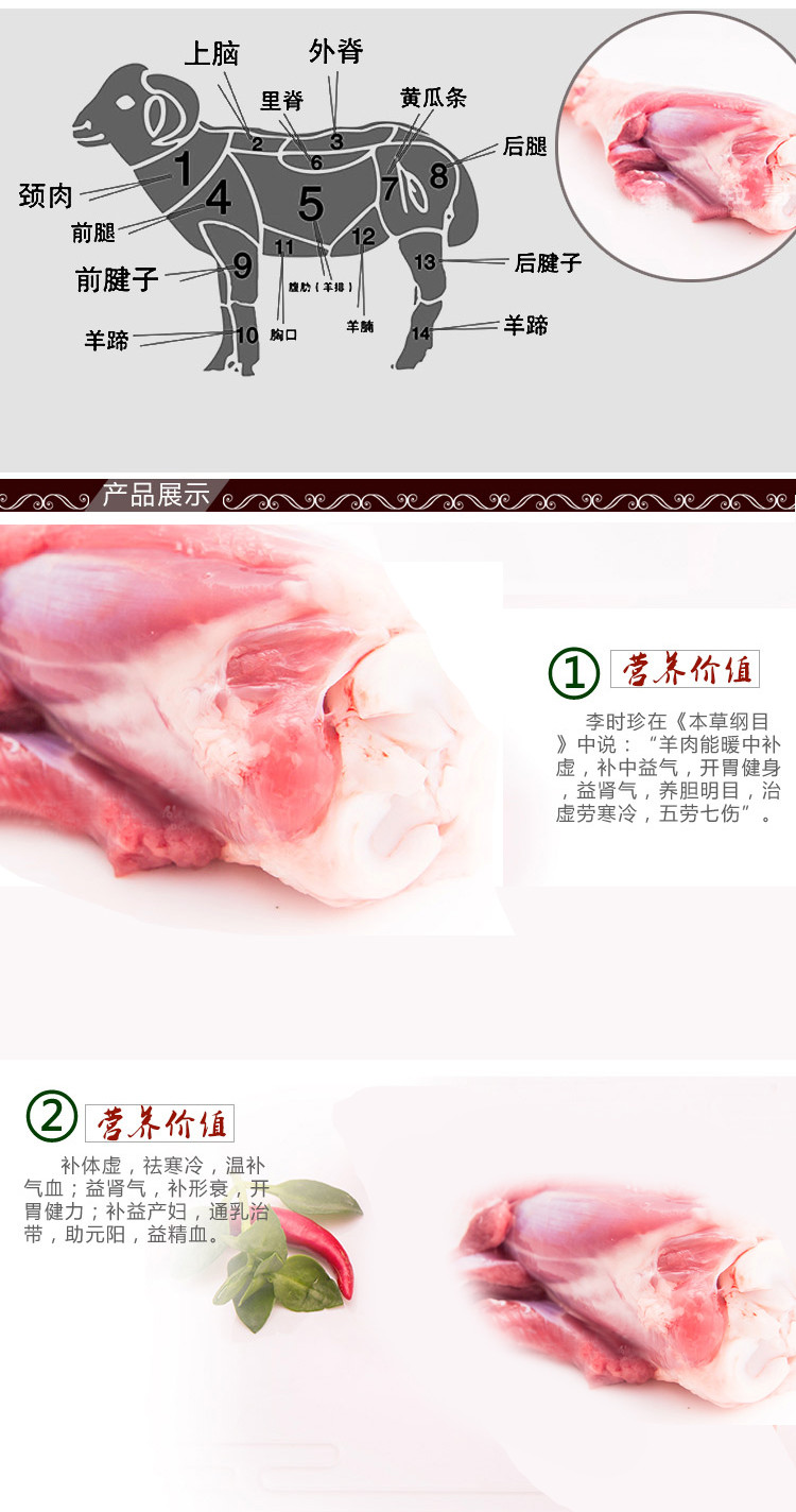 【鲜从草原来】内蒙古生鲜手把肉1kg