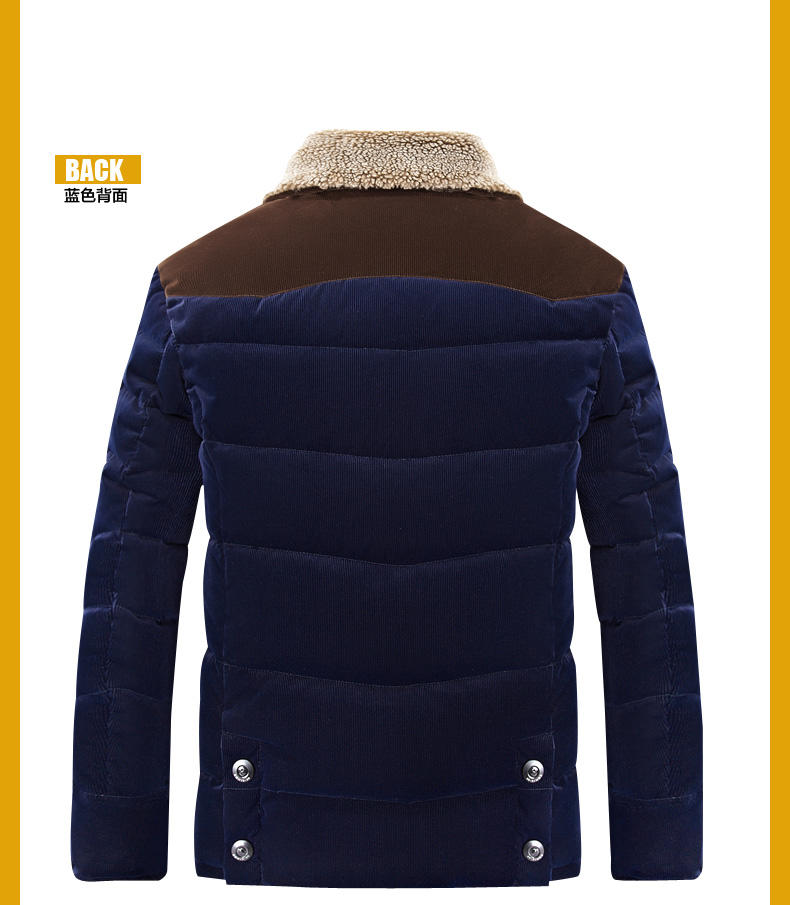 2016新款时尚羽绒西装 灯芯绒大翻领加毛韩版修身冬季羽绒服外套15466