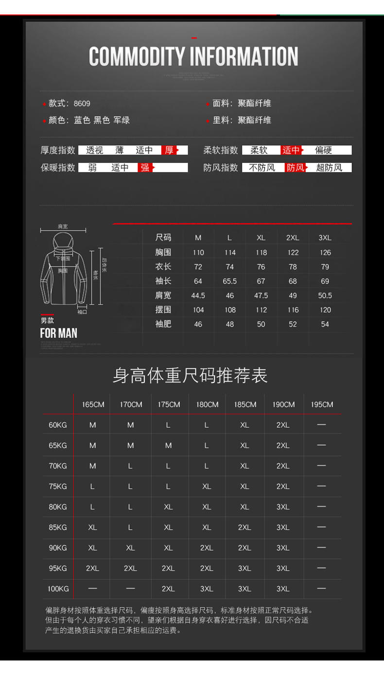 壹恺 2017秋冬新款 防风抗寒 冲锋衣 棉服 棉衣 厚外套8909