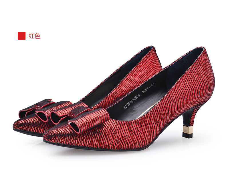 金猴 Jinho 女士羊皮真皮细跟高跟单鞋女士气质高跟鞋 Q59055C/D/E