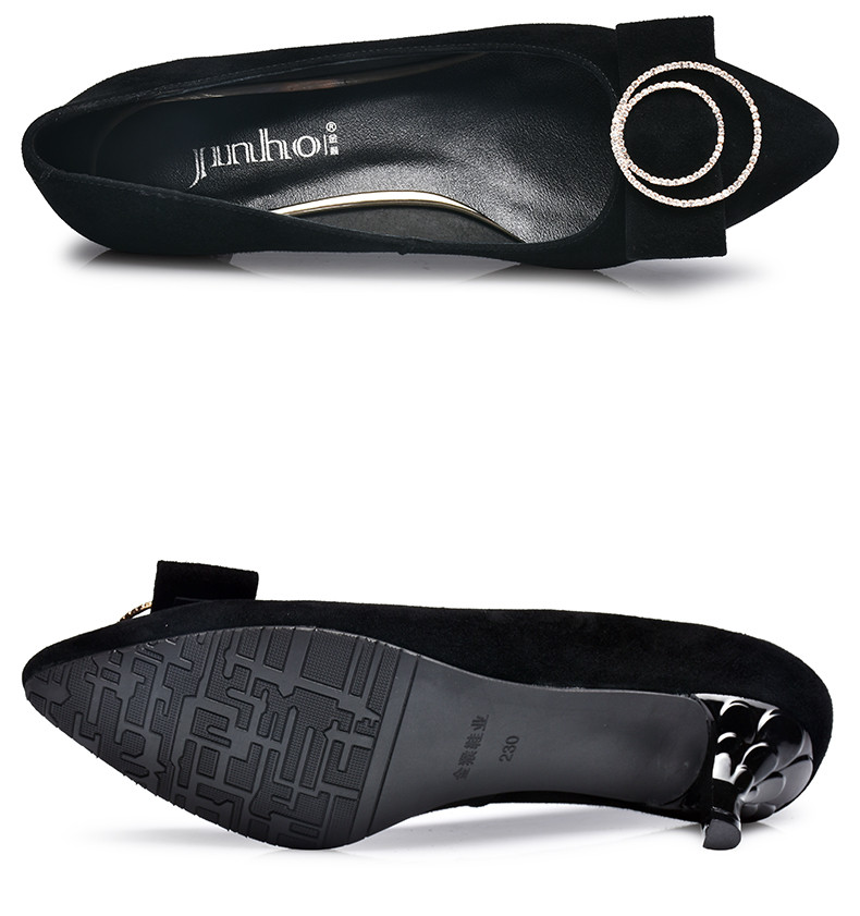 金猴（JINHOU）18新款简约干练鞋职业潮流浅口女单鞋时尚优雅中跟女鞋Q55088