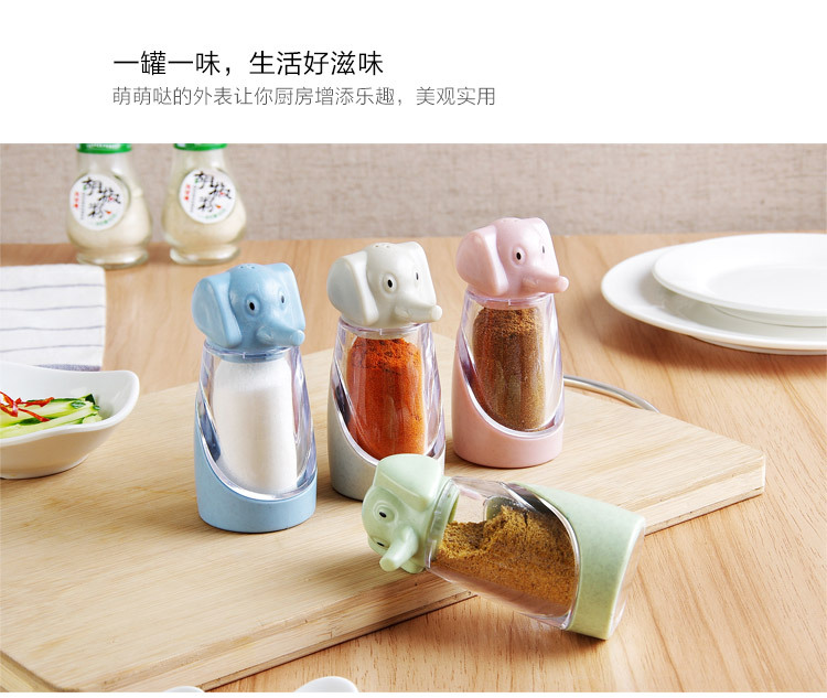 GL专利产品 小麦秸秆小象调味罐 创意厨房用品烧烤胡椒粉调料盒