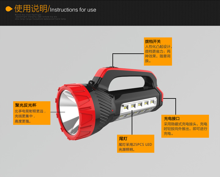 康铭高亮度LED充电式手提灯KM-2651