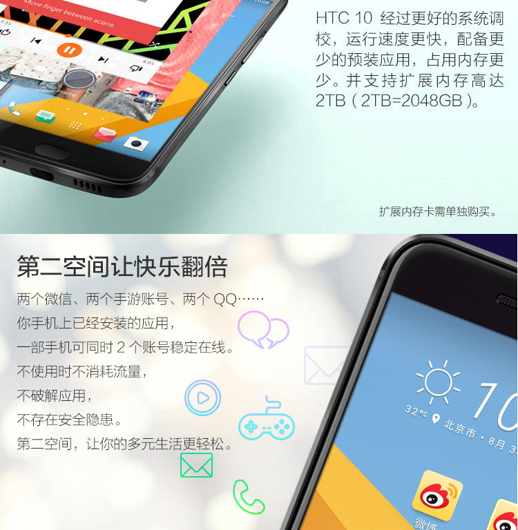 HTC10  双4G  4＋64G 高配820版  全金属机身5.2寸大屏