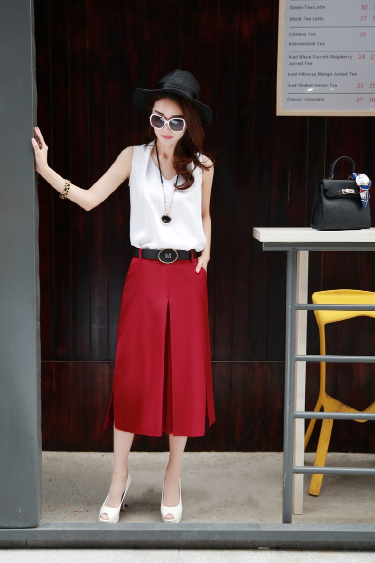 夏装新款韩版女装V领无袖女士时尚纯色雪纺衫