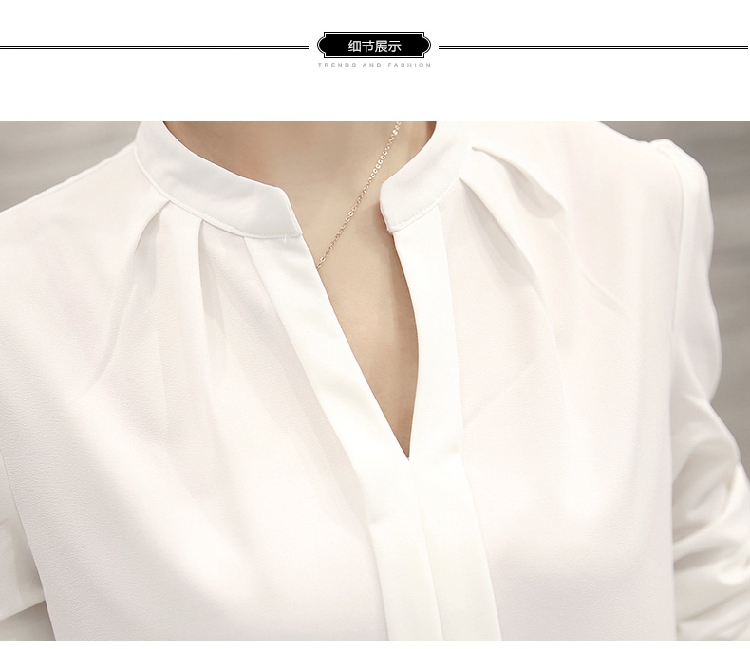 新款修身纯色通勤白色套头常规韩版纽扣长袖单衬衫