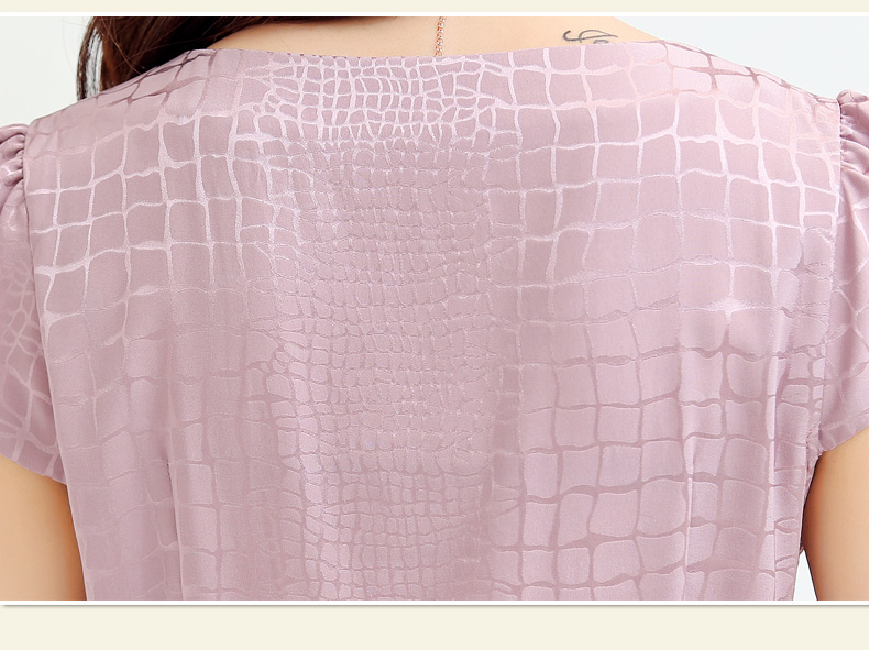 2016年纯色春季圆领短袖蚕丝3D裁剪A型中裙连衣裙
