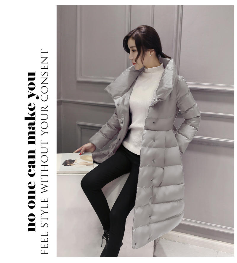 WZSY 纯色中长款显瘦修身棉衣/棉服时尚潮流2016年冬季简约