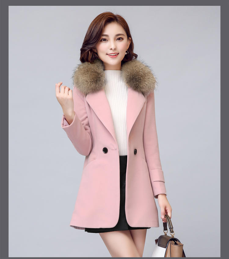 WZSY 2016年冬季修身纯色简约时尚大气韩版毛呢外套