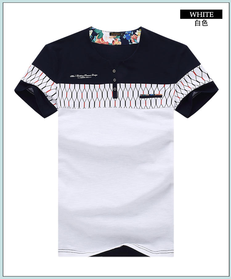 格斯帝尼2016夏季男士短袖T恤拼色修身男体恤T15105