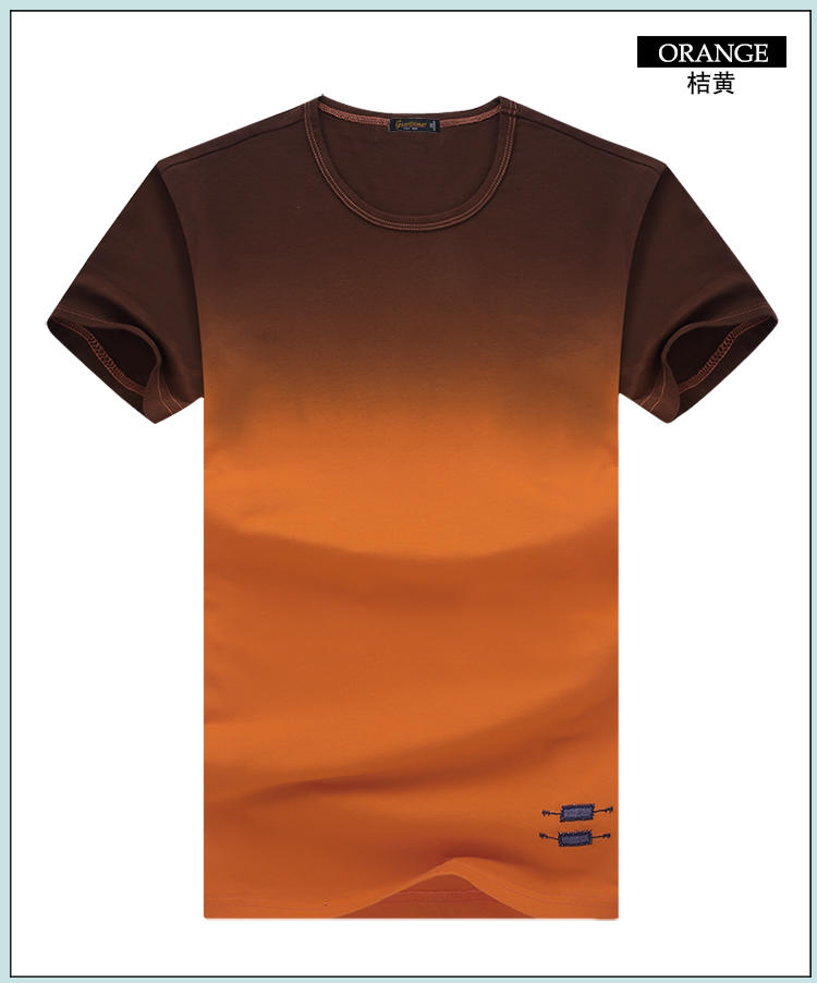 格斯帝尼2016夏季男士短袖T恤修身圆领渐变色男体恤T15115