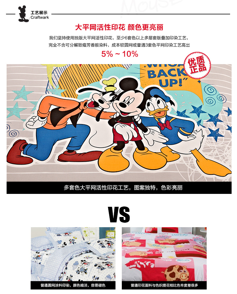 迪士尼/Disney欢乐小伙伴全棉斜纹床品四件套