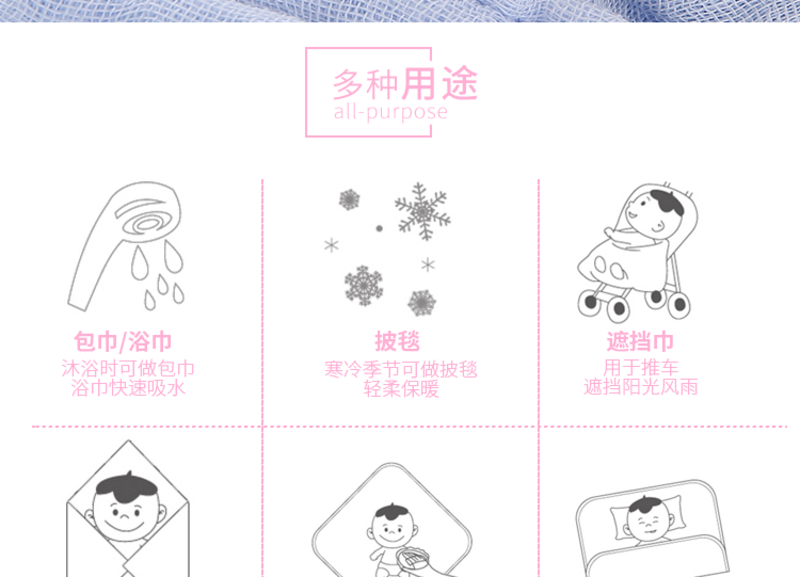 费雪 （Fisher-Price）婴儿纱布浴巾 A类水洗纱布6层浴巾