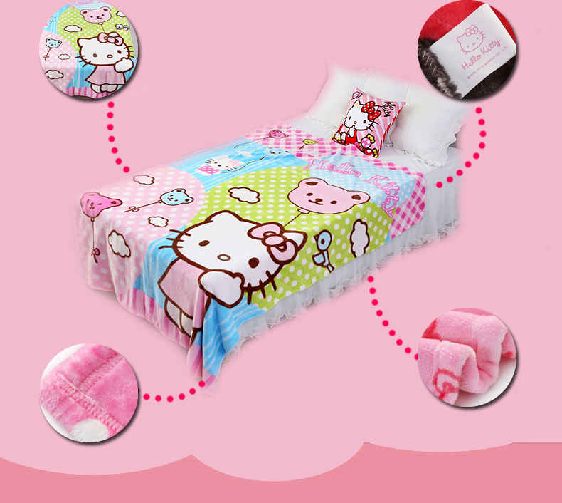 凯蒂猫/HELLOKITTY 法兰绒毛毯 珊瑚绒毯子大毛毯