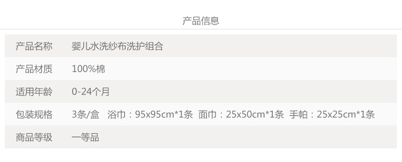 全棉时代 婴儿水洗纱布新生儿盖毯浴巾面巾手帕洗护组合盒装