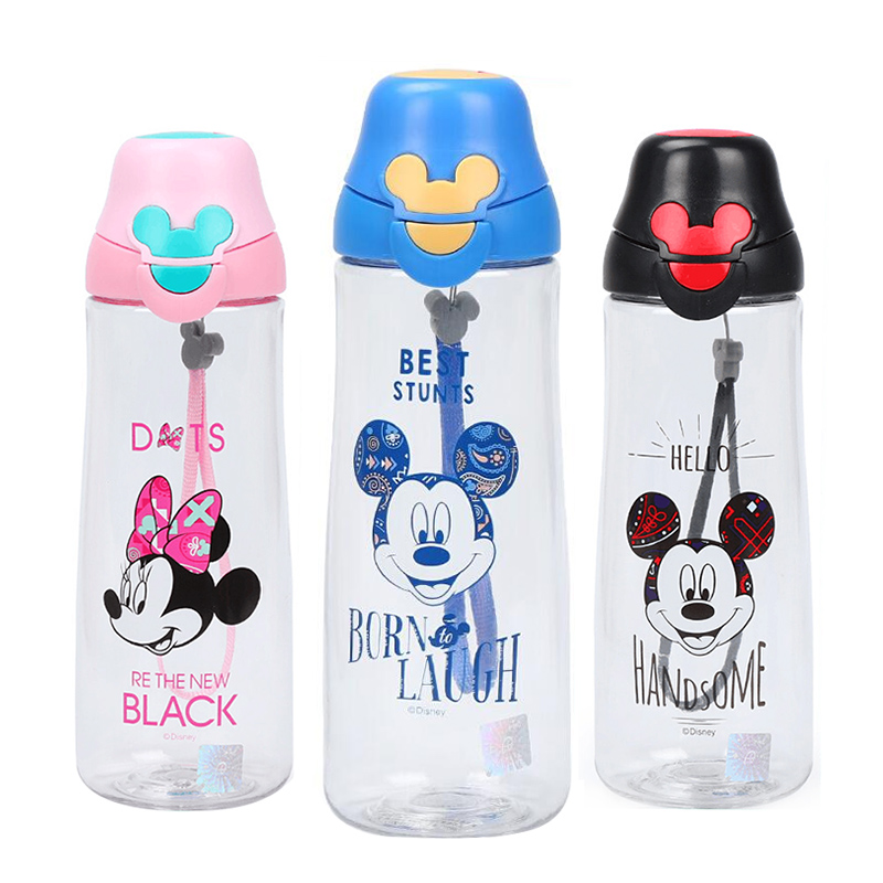 迪士尼/DISNEY 创意夏季便携随手杯子男小学生塑料水杯女带盖儿童水瓶520ML