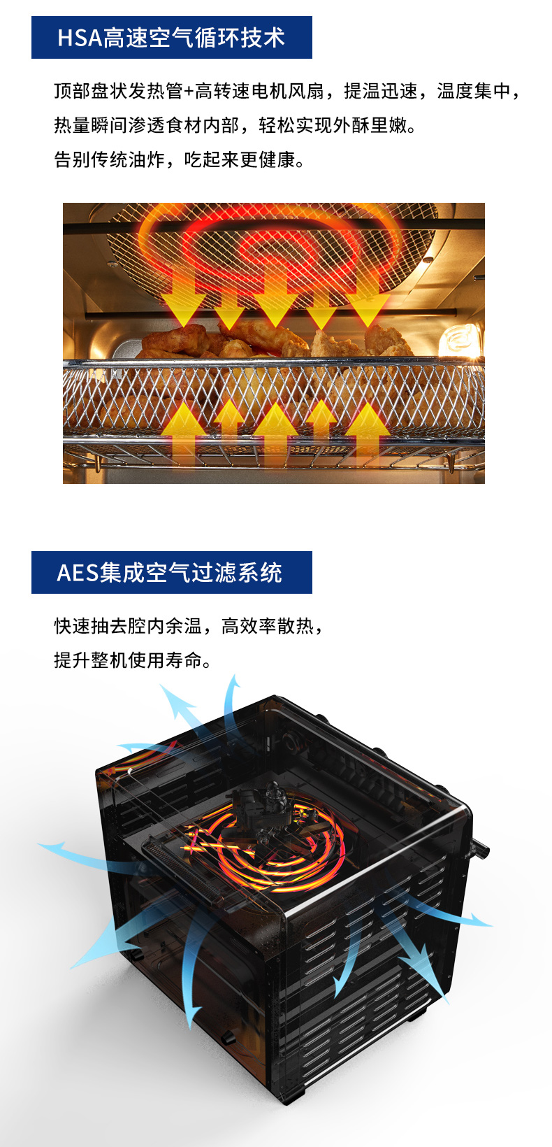 ACA 北美电器 电烤箱 家用空气炸锅 立式烘焙烤箱 28L EAF22A