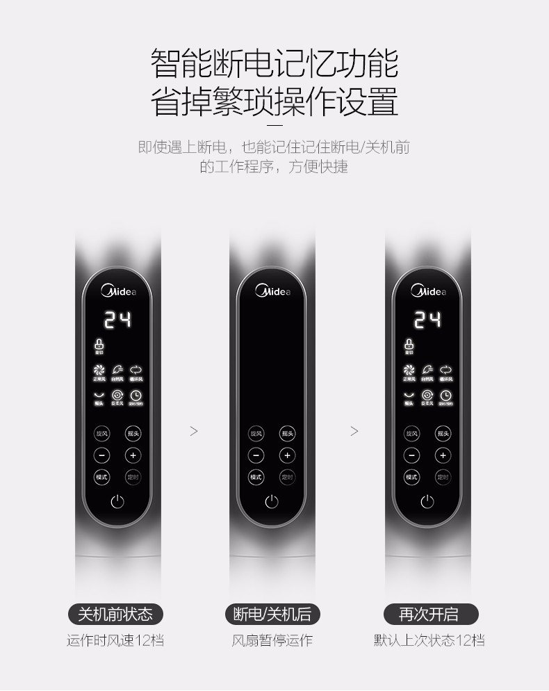 美的/MIDEA 电风扇 变频遥控定时家用落地扇 FS40-18HR