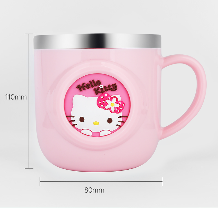 凯蒂猫（Hello Kitty）牛奶杯儿童水杯子带刻度316不锈钢宝宝喝牛奶家用带手柄冲泡奶粉学饮杯