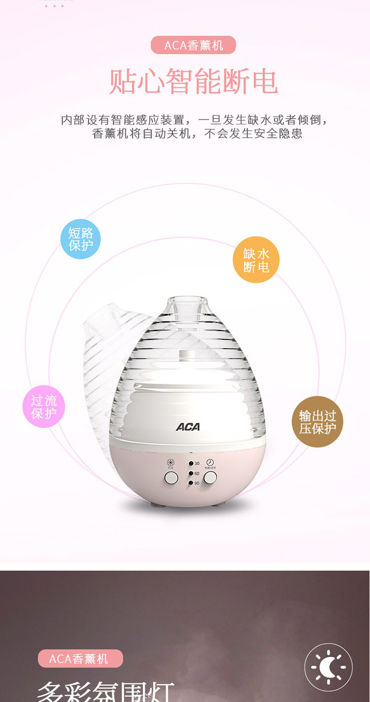 ACA 北美电器 加湿器 家居办公香薰机 ALY-02JS03D