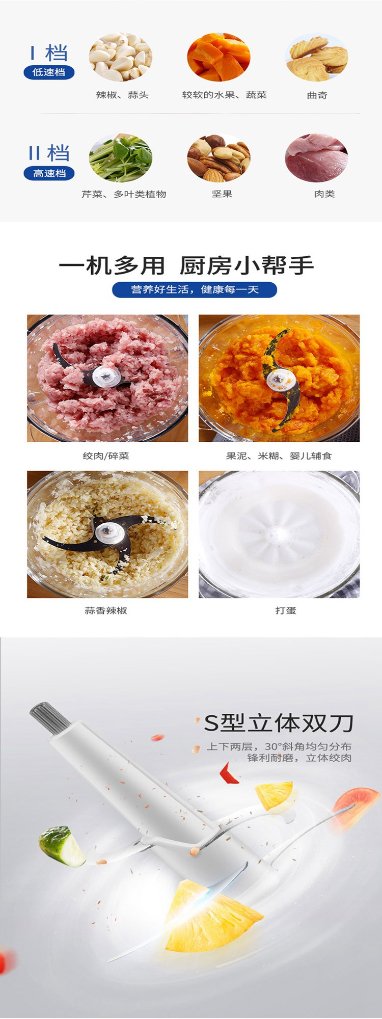 摩飞电器 绞肉机 家用电动辅食料理机打蛋机倒蒜机碎肉机 MR9400