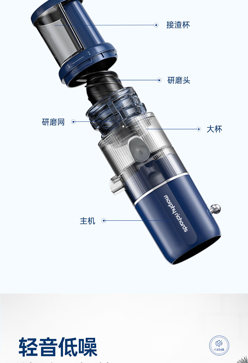 摩飞电器 迷你家用多功能全自动果蔬原汁机 MR9901蓝/白