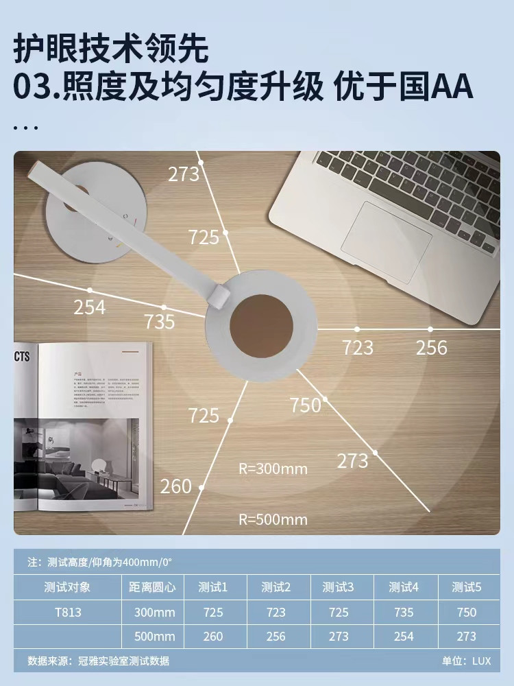 冠雅 护眼台灯学习护眼灯 LA-T813 优于国AA照度/全光谱灯珠