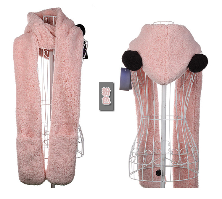  新款可爱日韩双层毛绒加厚保暖一体式秋冬手套 女BF650