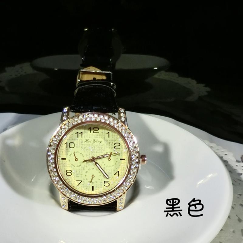  时尚满钻石英皮革 个性 手表B88